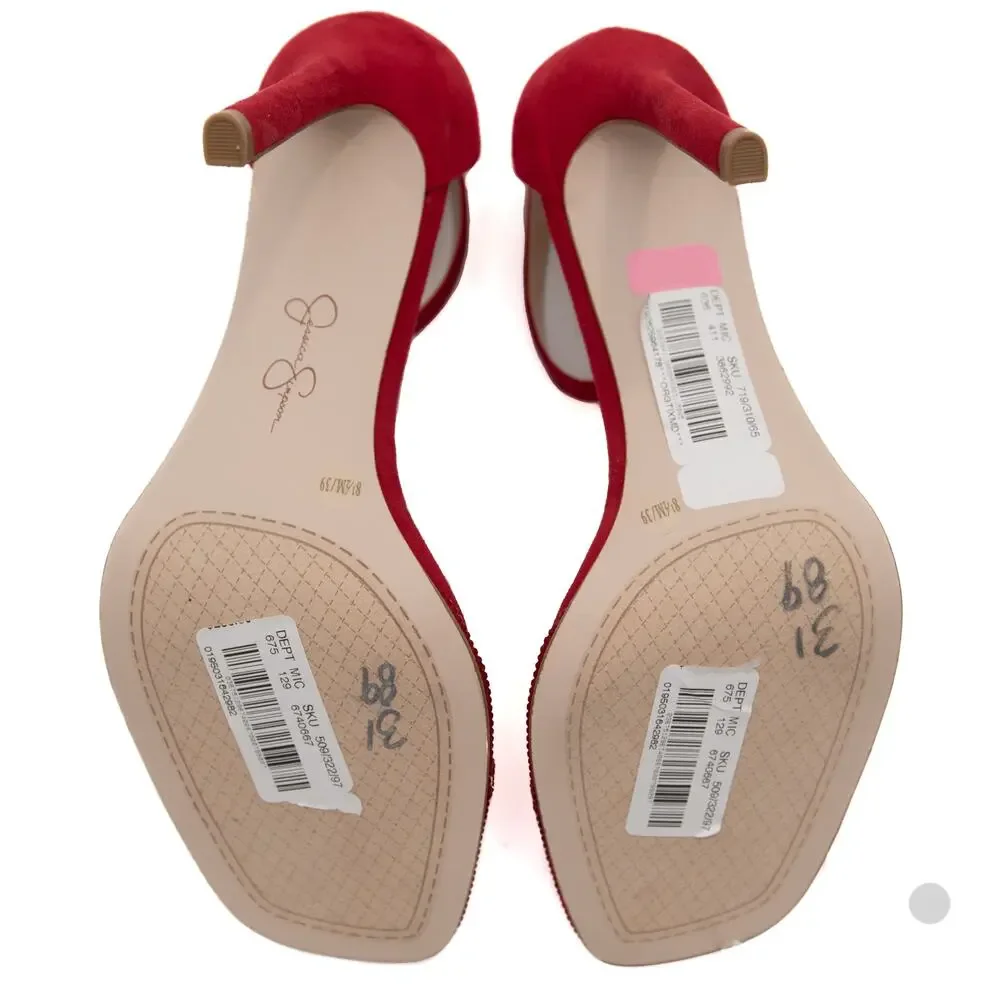 Jessica Simpson Ostey Red Ankle Strap Square Toe Cocktail Hour Heels Size 8.5